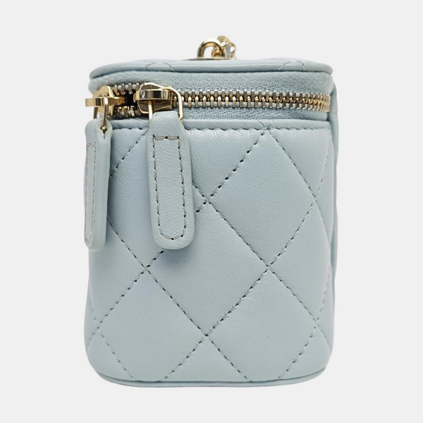 VANITY CASE Small Quilted Lambskin Blue