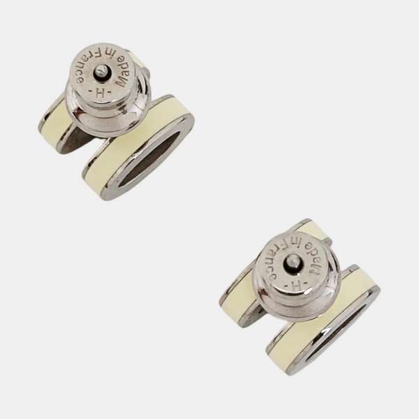 Pop H Metal Silver Stud Earrings
