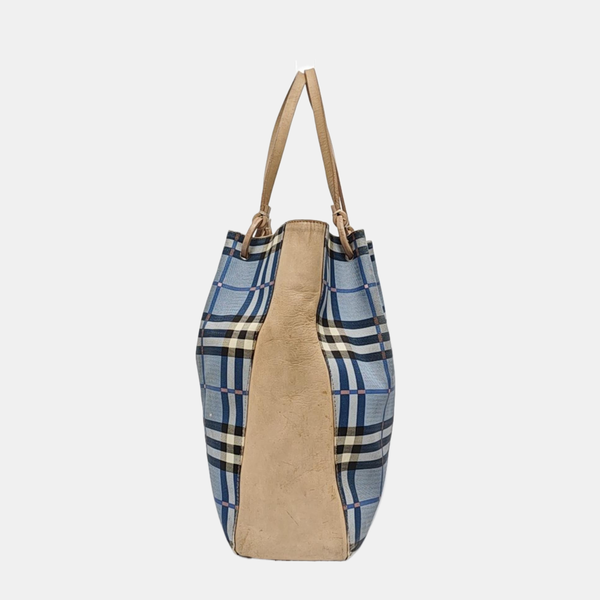 Coated Canvas Top Handle Bag Blue