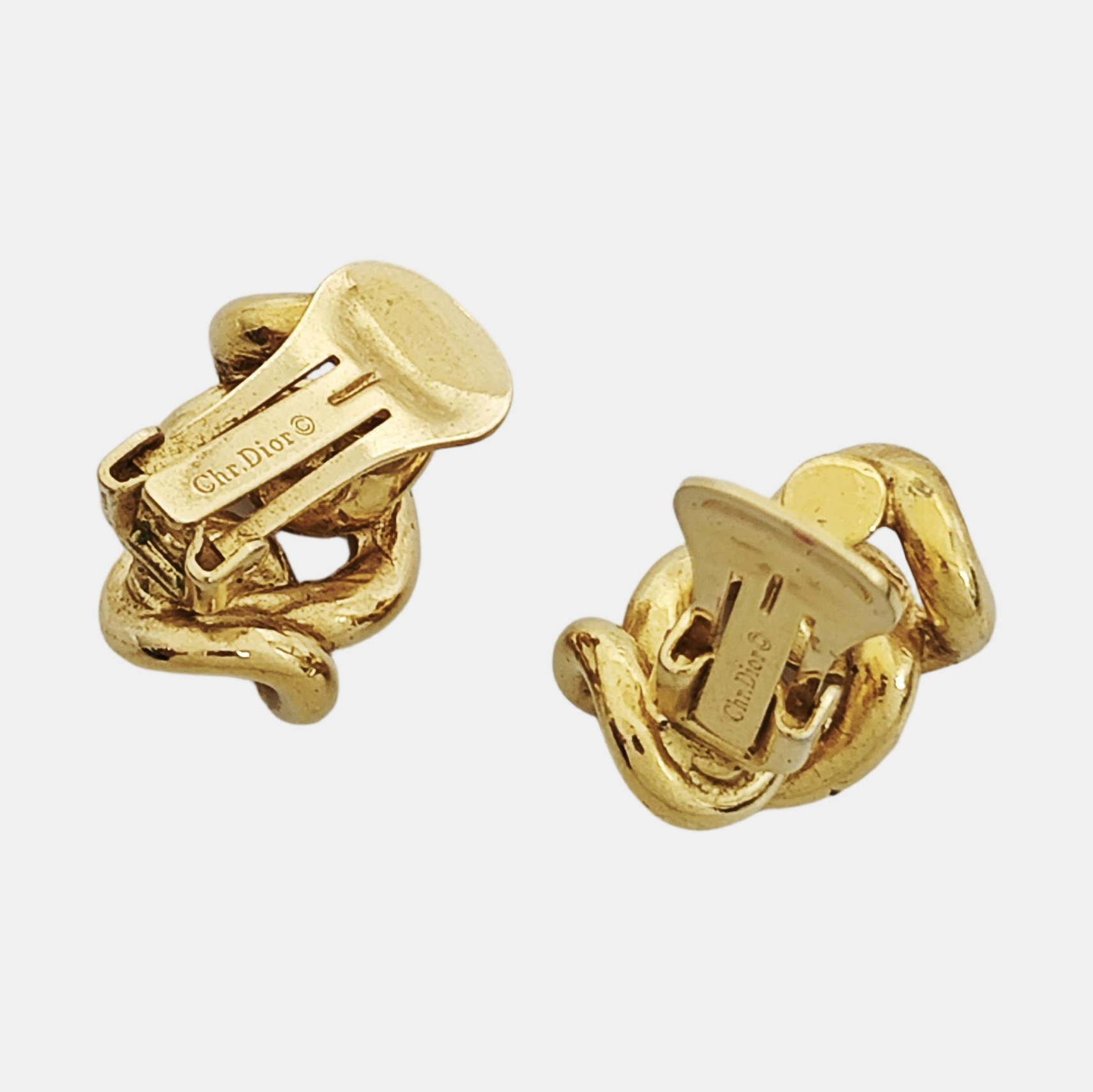 Twist Round Metal Gold Clip On Earrings