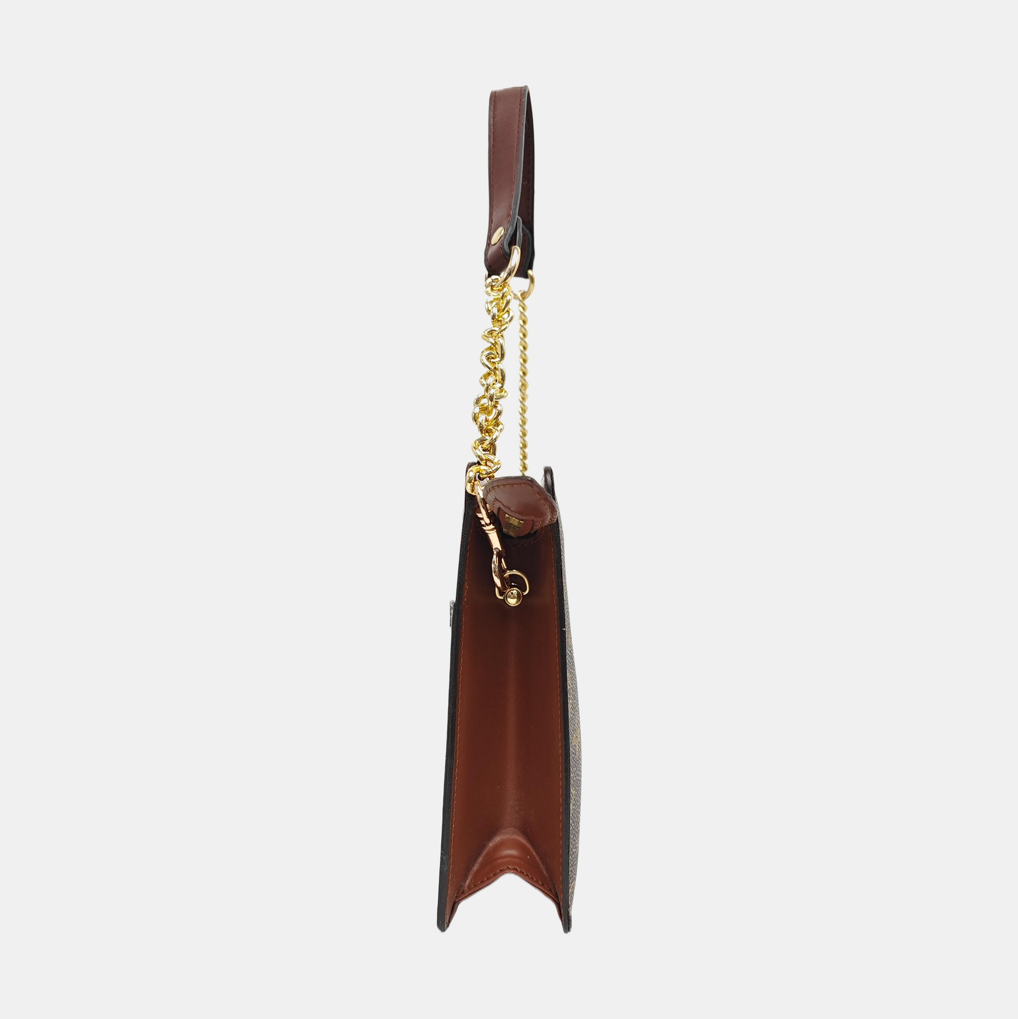 Monogram Coated Canvas Clutch Brown