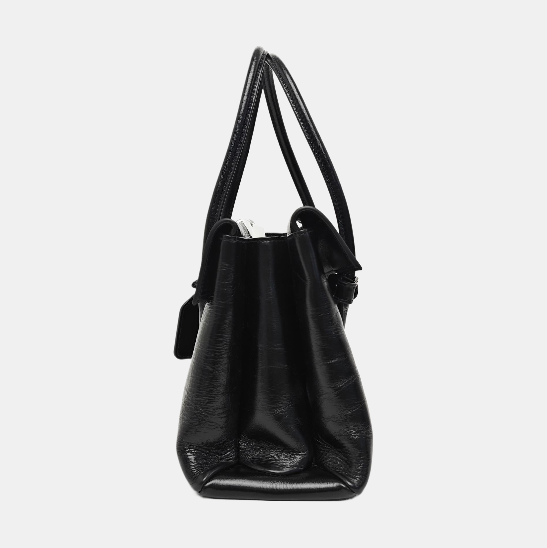 Calfskin Top Handle Bag Black