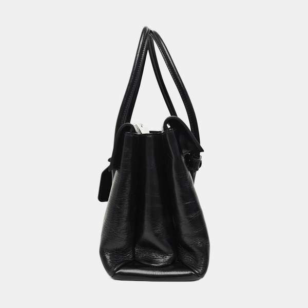 Calfskin Top Handle Bag Black
