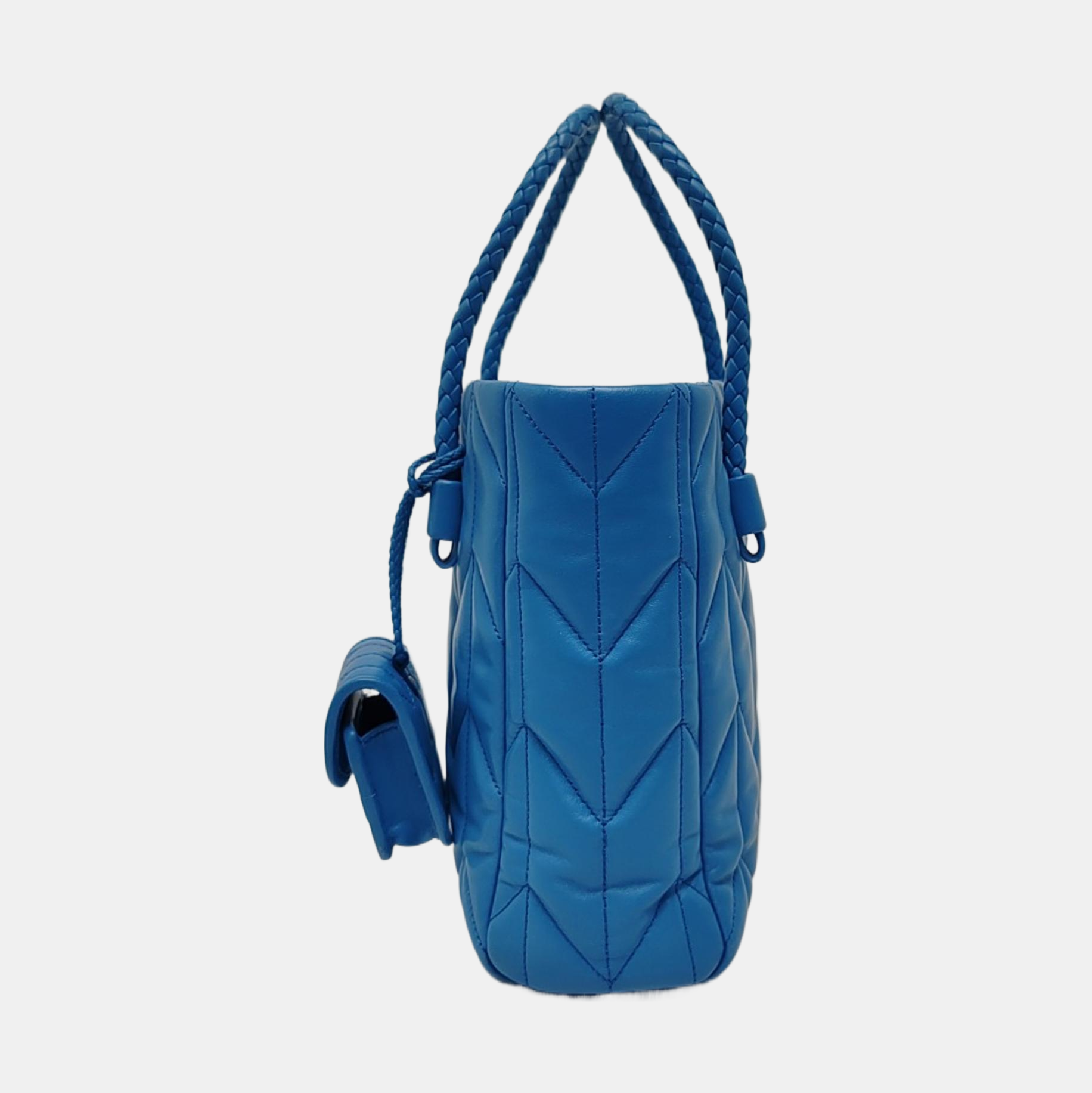Bow Tote Small Quilted Lambskin Blue