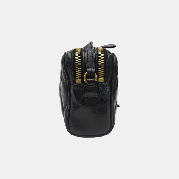 Quilted Lambskin Shoulder Bag Black