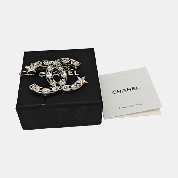 CC Logo Metal Silver Brooch