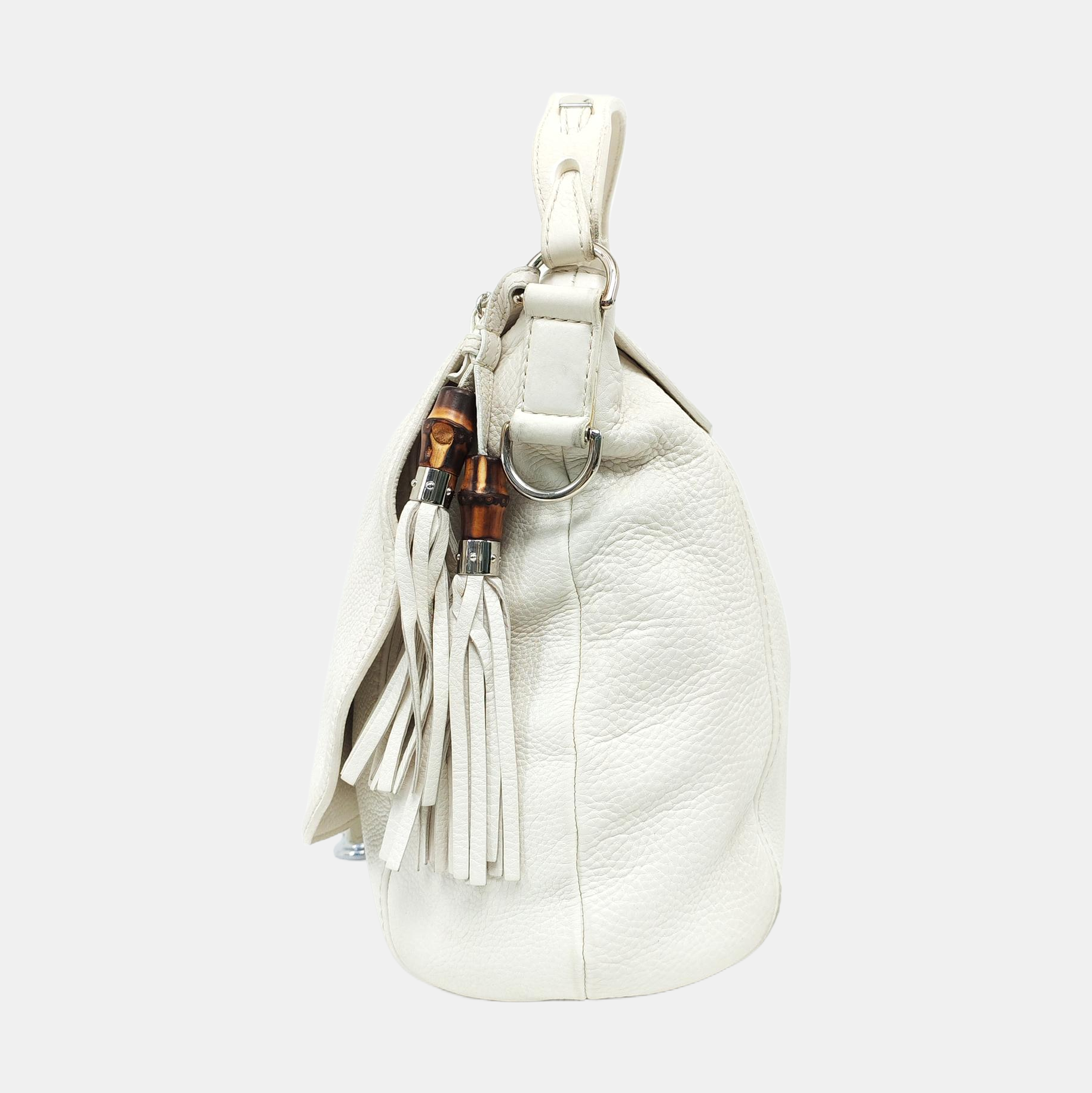 Horsebit Chain Large Calfskin White
