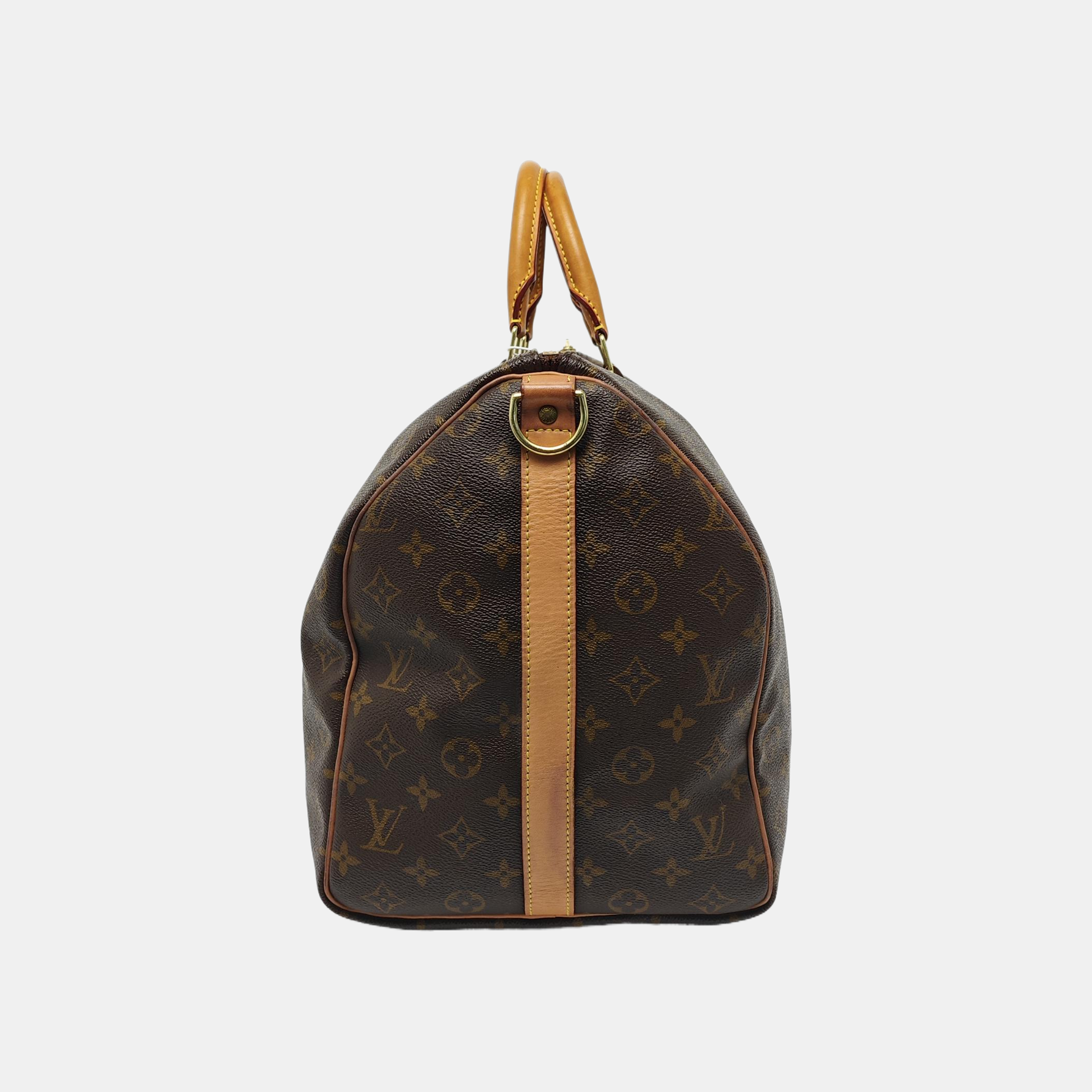 KEEPALL 50 Monogram Coated Canvas Brown