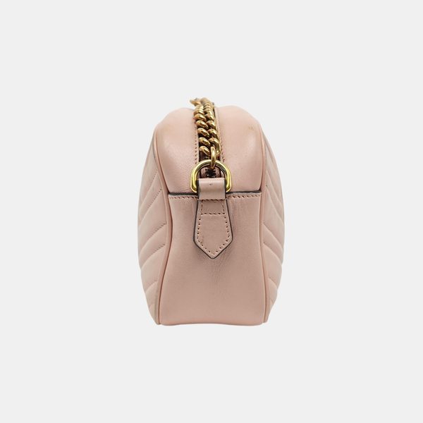GG Marmont Small Quilted Calfskin Beige