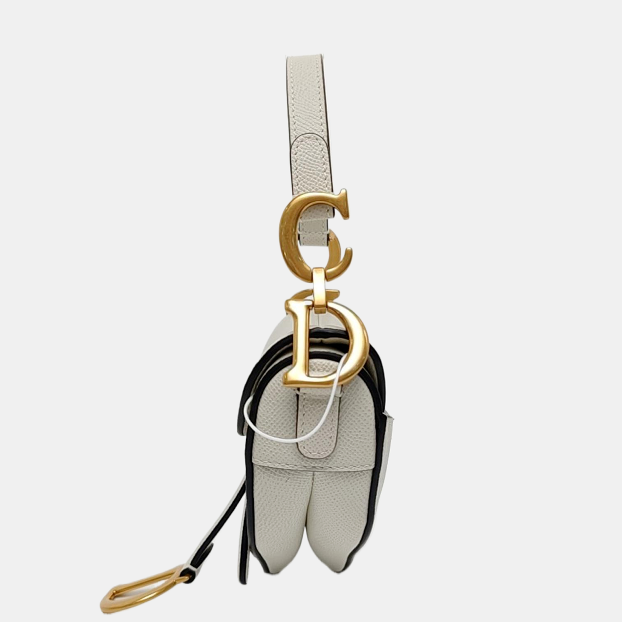 Authenticated pre-owned  Saddle Mini Calfskin White - Top Handle Bag at Looply