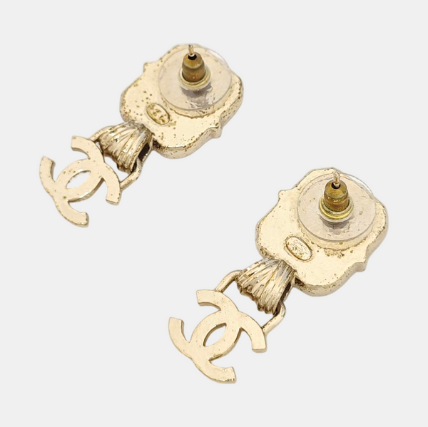 CC Logo Metal Gold Earrings