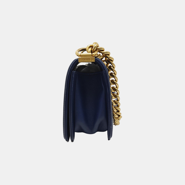BOY CHANEL Small Quilted Lambskin Blue