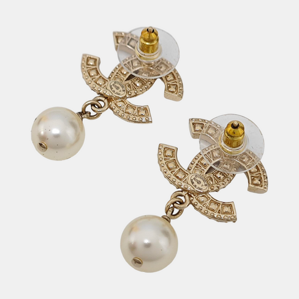 CC Logo Metal Gold Stud Earrings