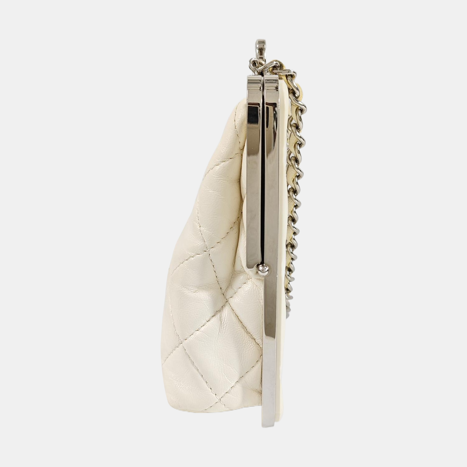 Quilted Lambskin Shoulder Bag White