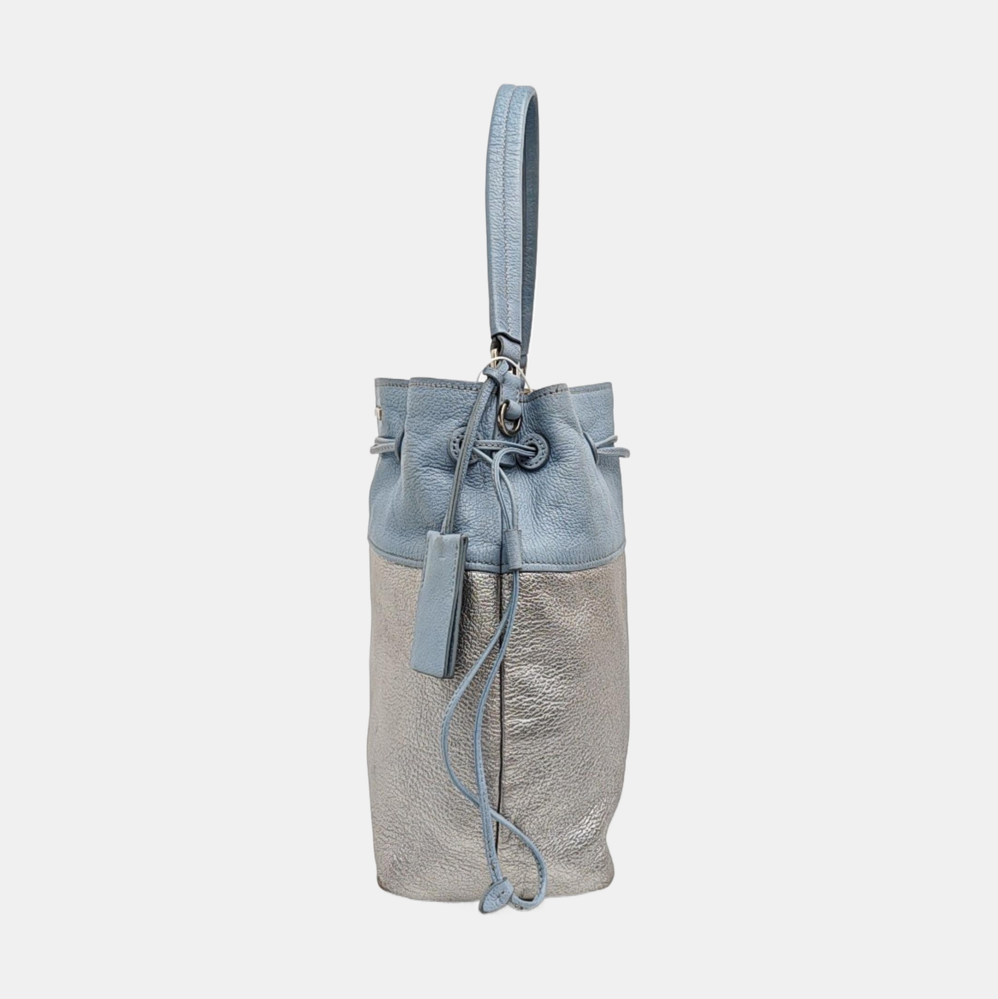 Calfskin Top Handle Bag Silver