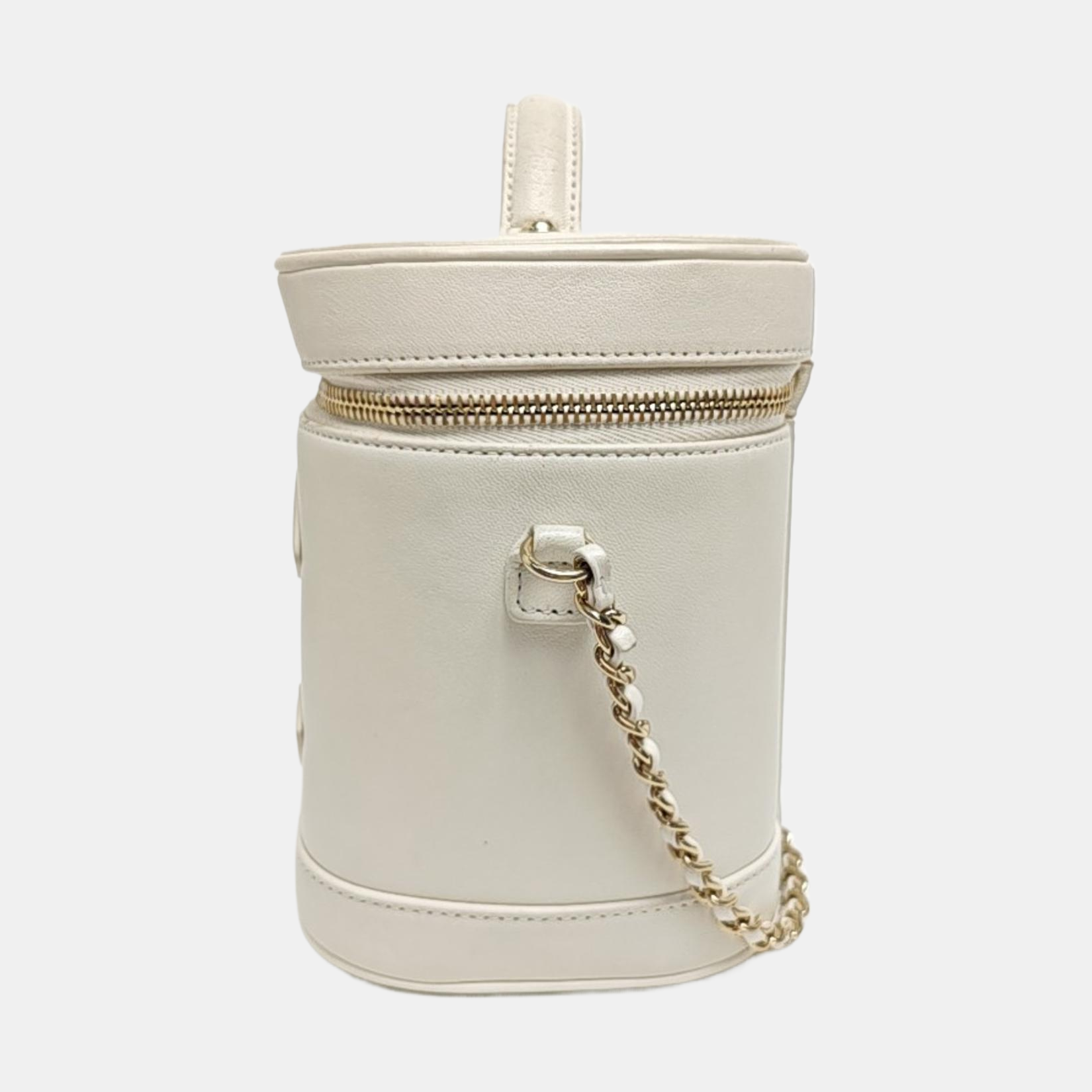 VINTAGE COSMETIC BAGS Quilted Lambskin White