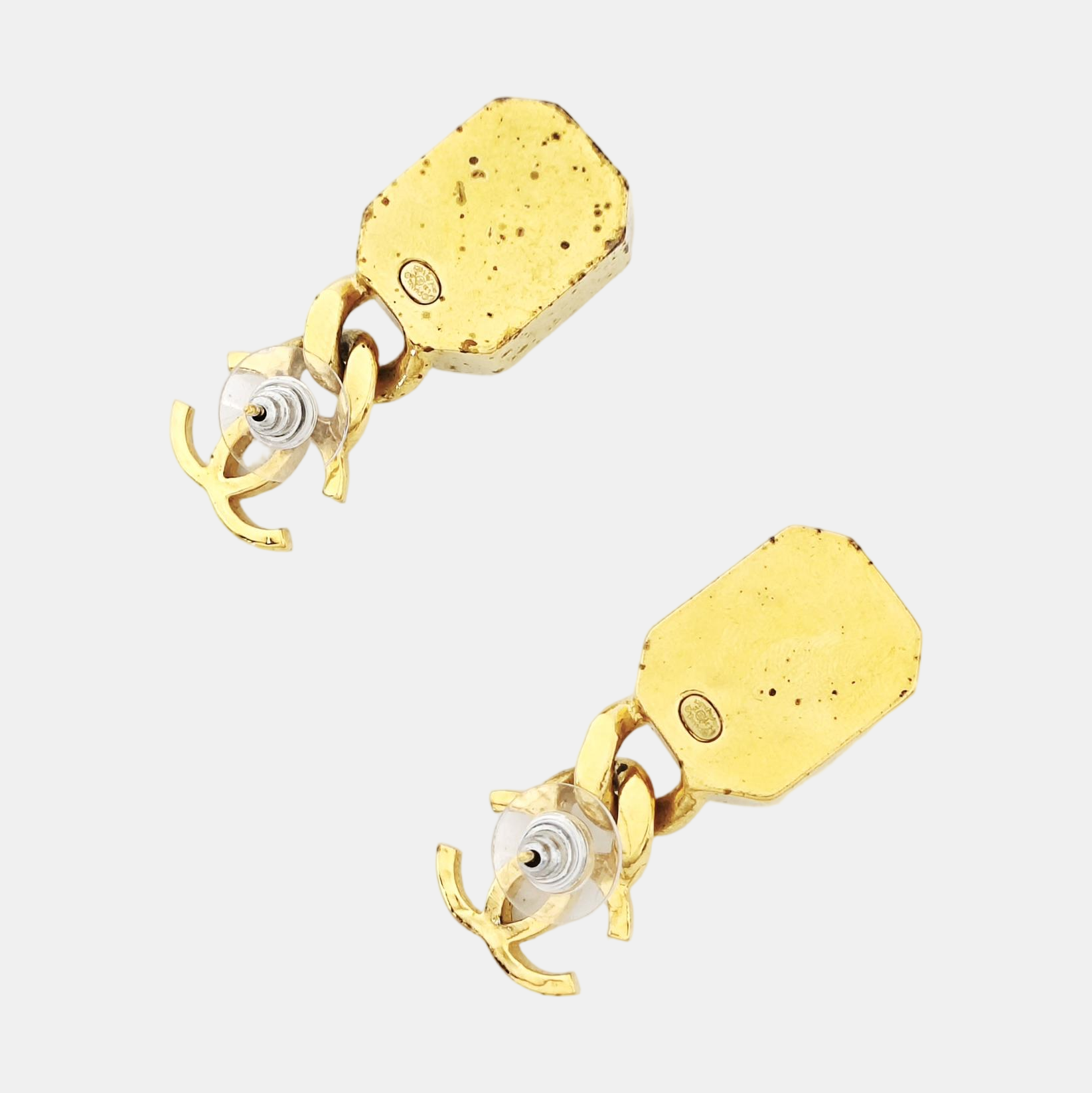 CC Logo Brass Gold Earrings