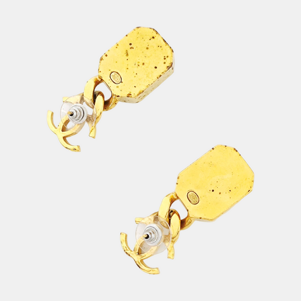 CC Logo Brass Gold Earrings