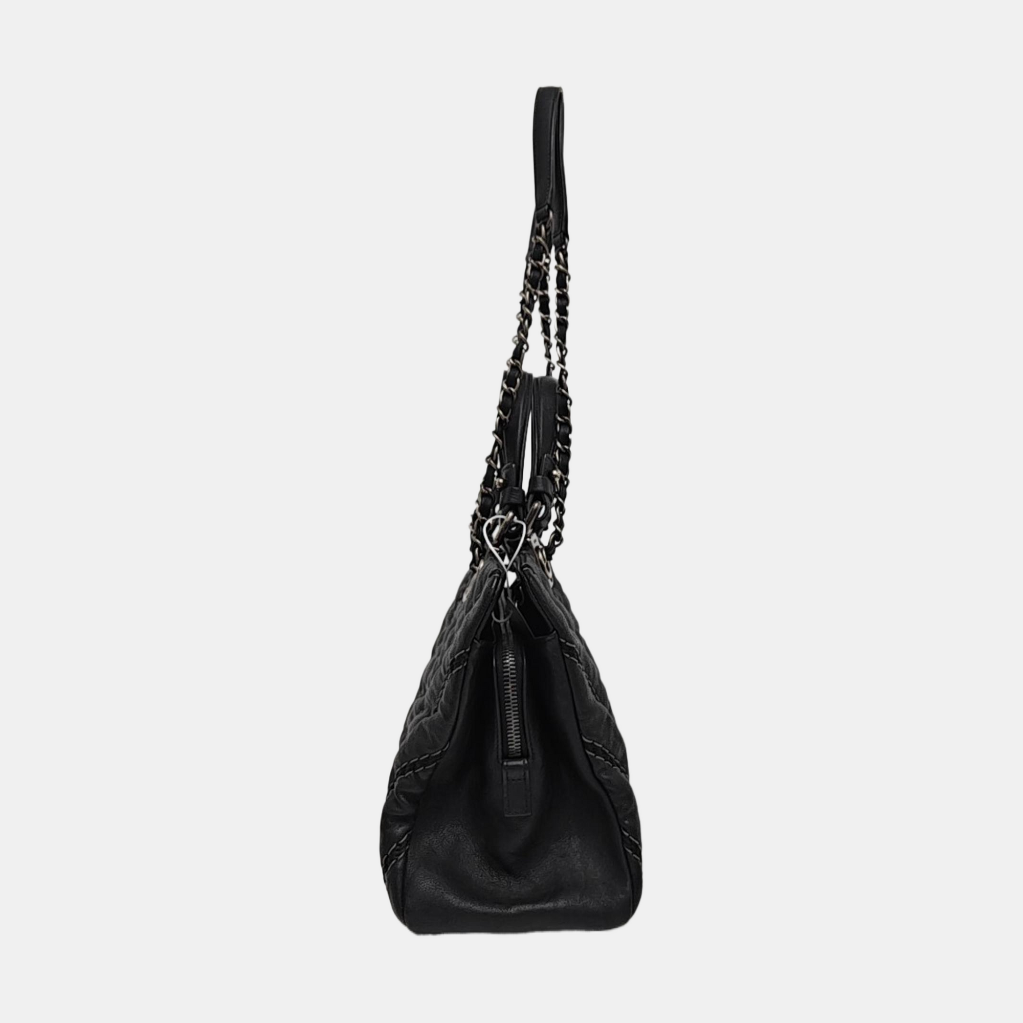 Quilted Calfskin Shoulder Bag Black