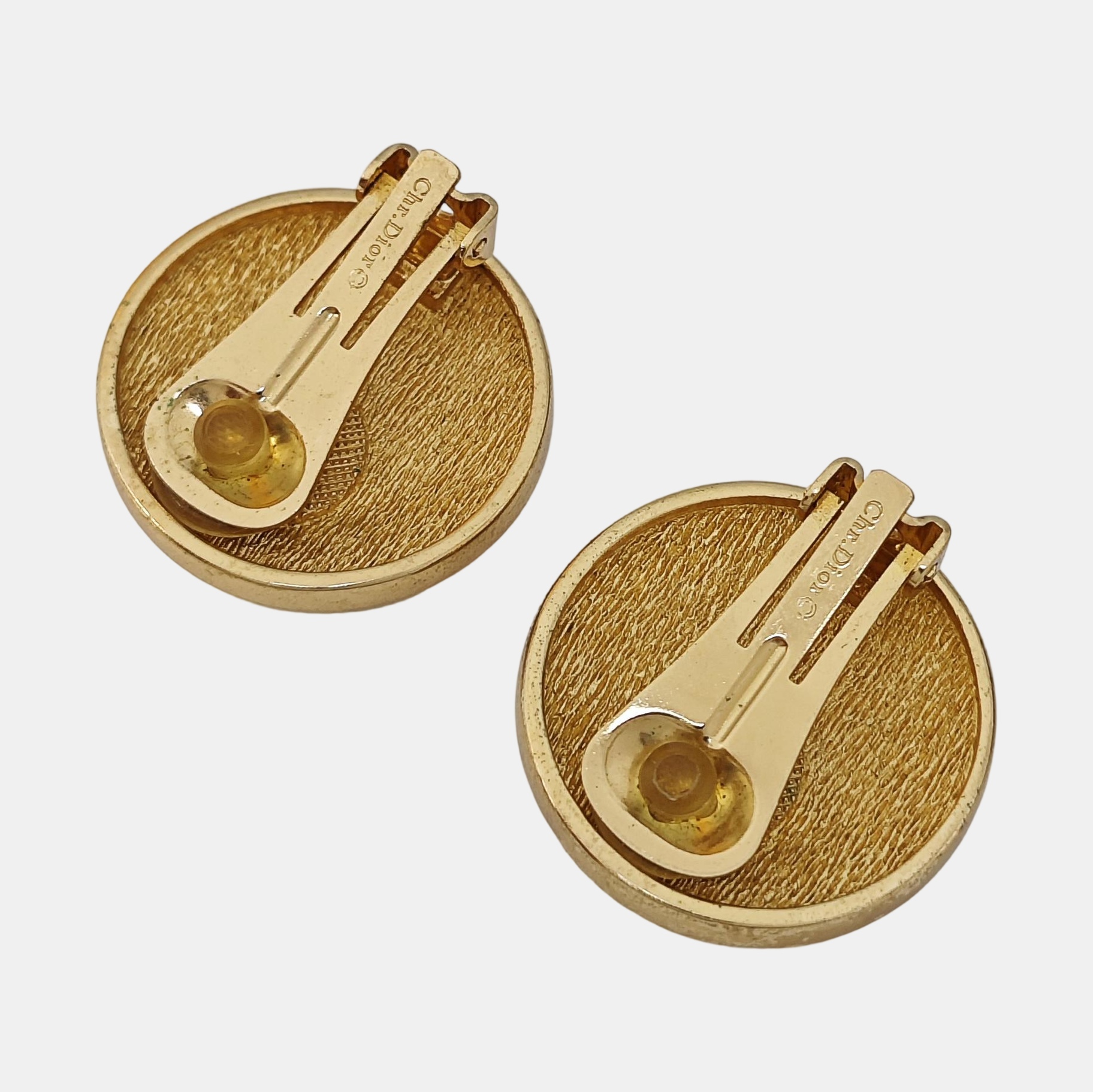Petit CD Metal Gold Clip On Earrings
