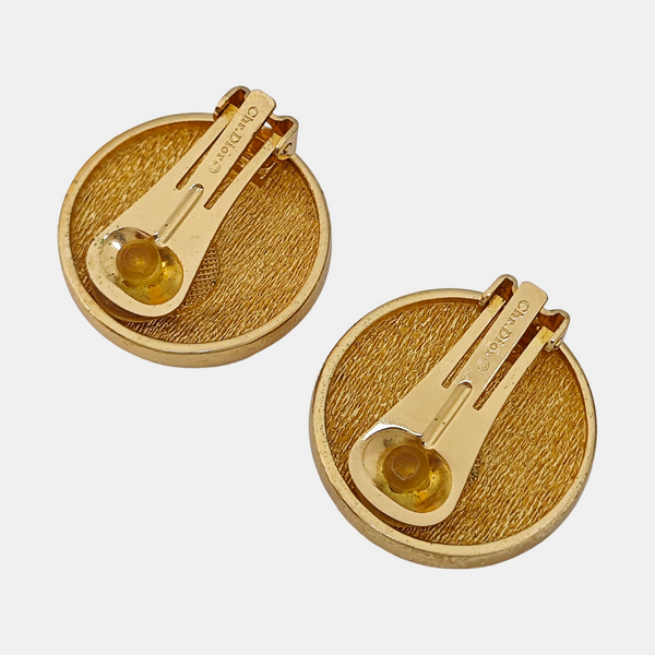 Petit CD Metal Gold Clip On Earrings
