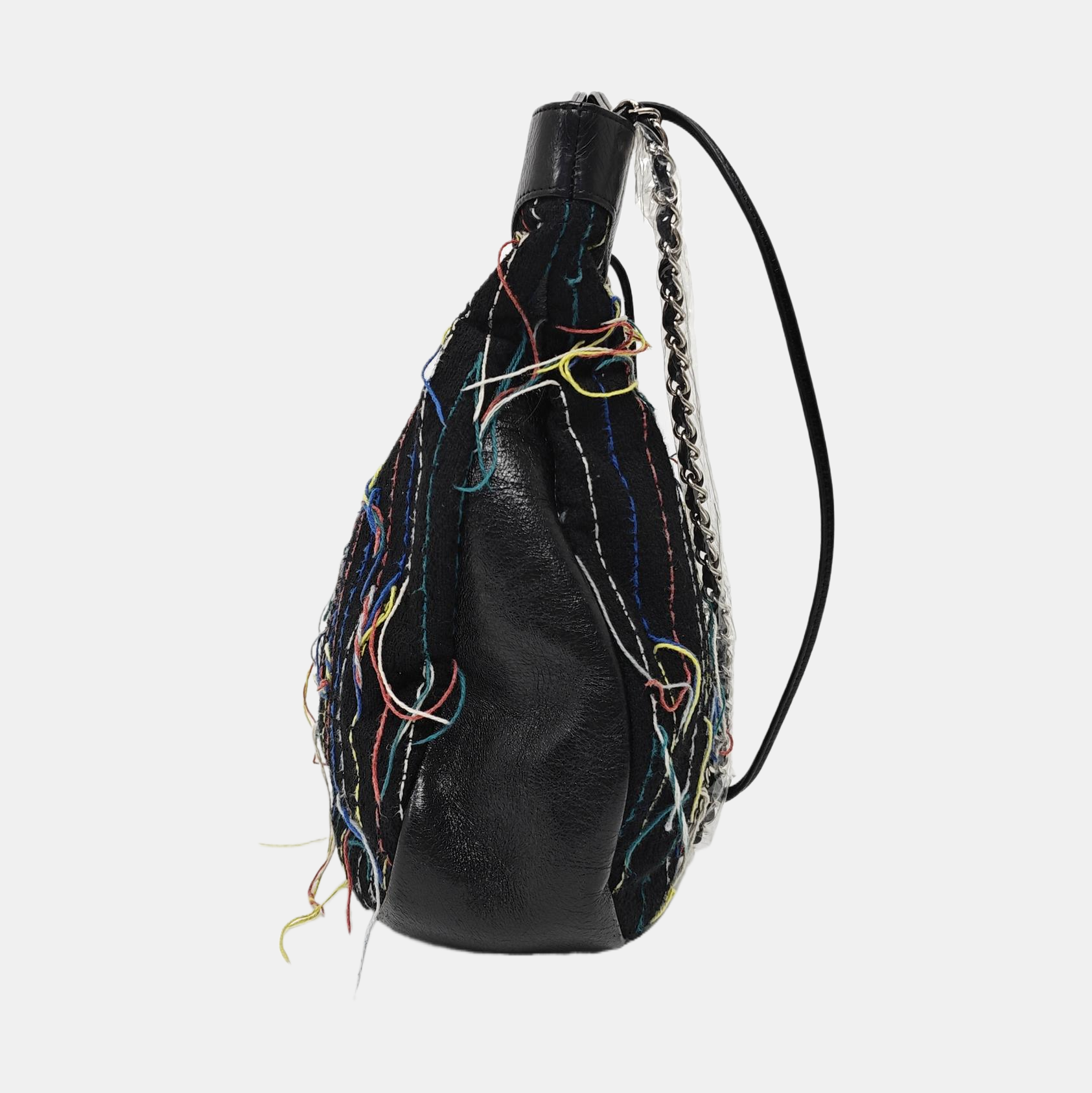 Quilted Fabric Shoulder Bag Black