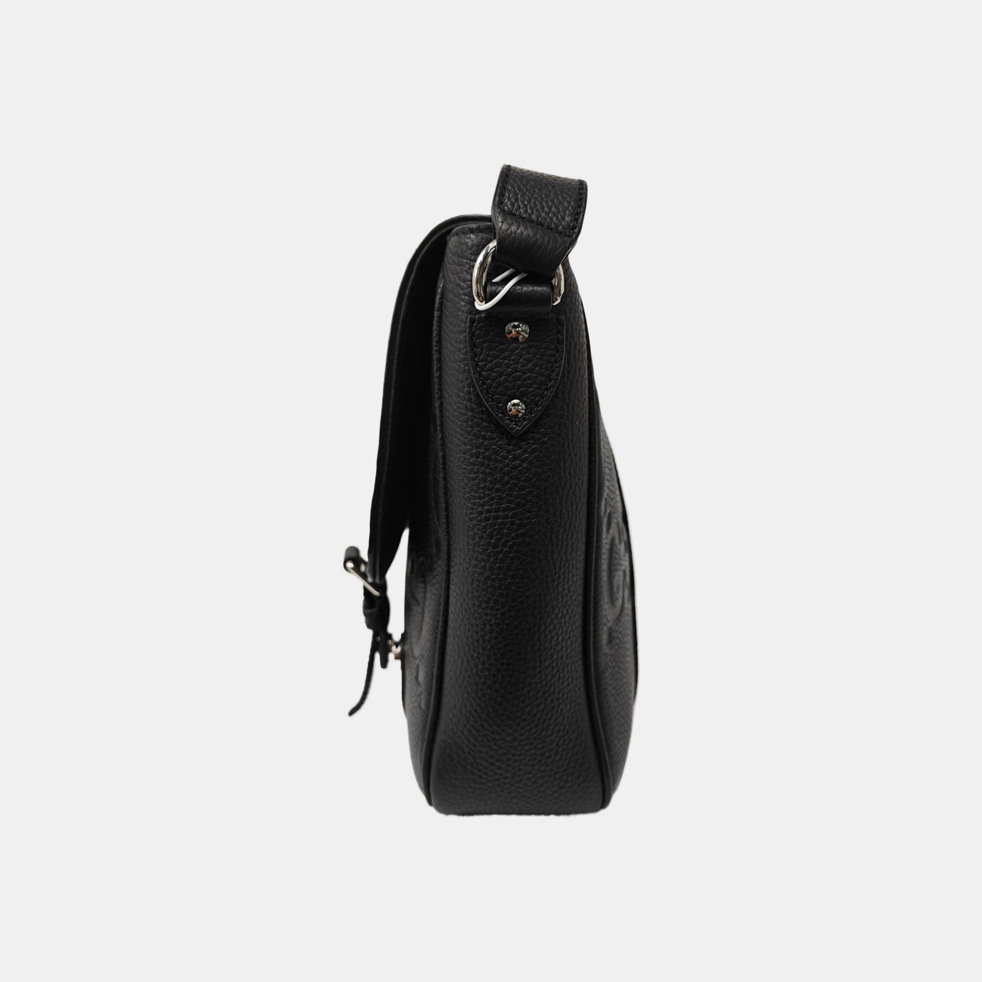 Monogram Calfskin Shoulder Bag Medium Black