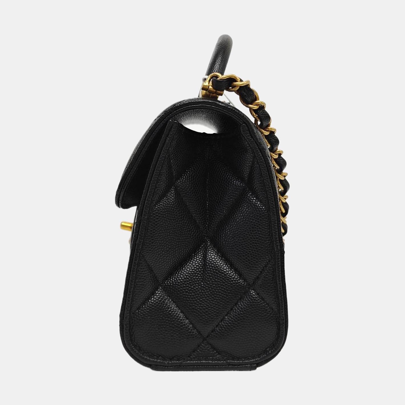 24A Quilted Grained Calfskin Black