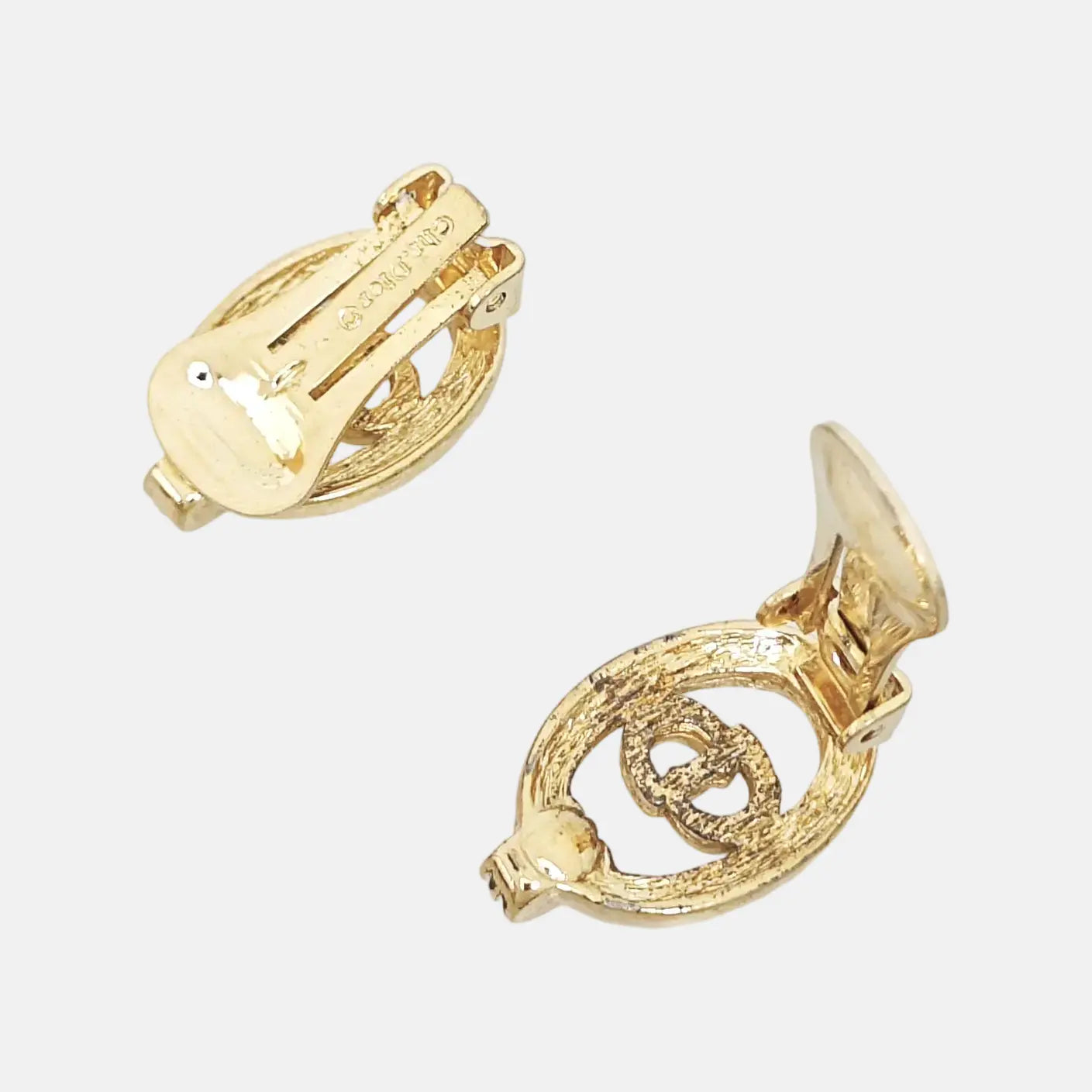 Petit CD Metal Gold Clip On Earrings