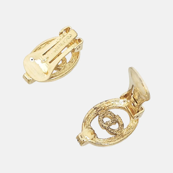 Petit CD Metal Gold Clip On Earrings
