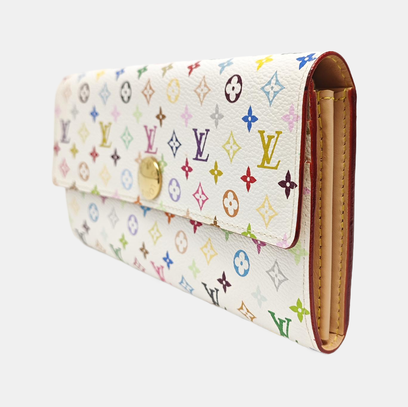 LV × TM PORTE MONNAIE Monogram Coated Canvas White Wallet