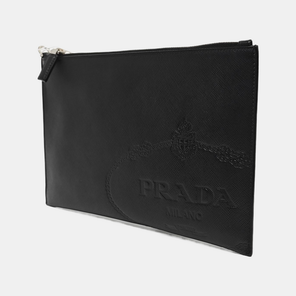 Saffiano Calfskin Clutch Black