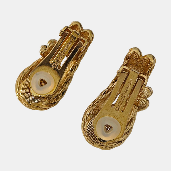 Twist Round Metal Gold Clip On Earrings