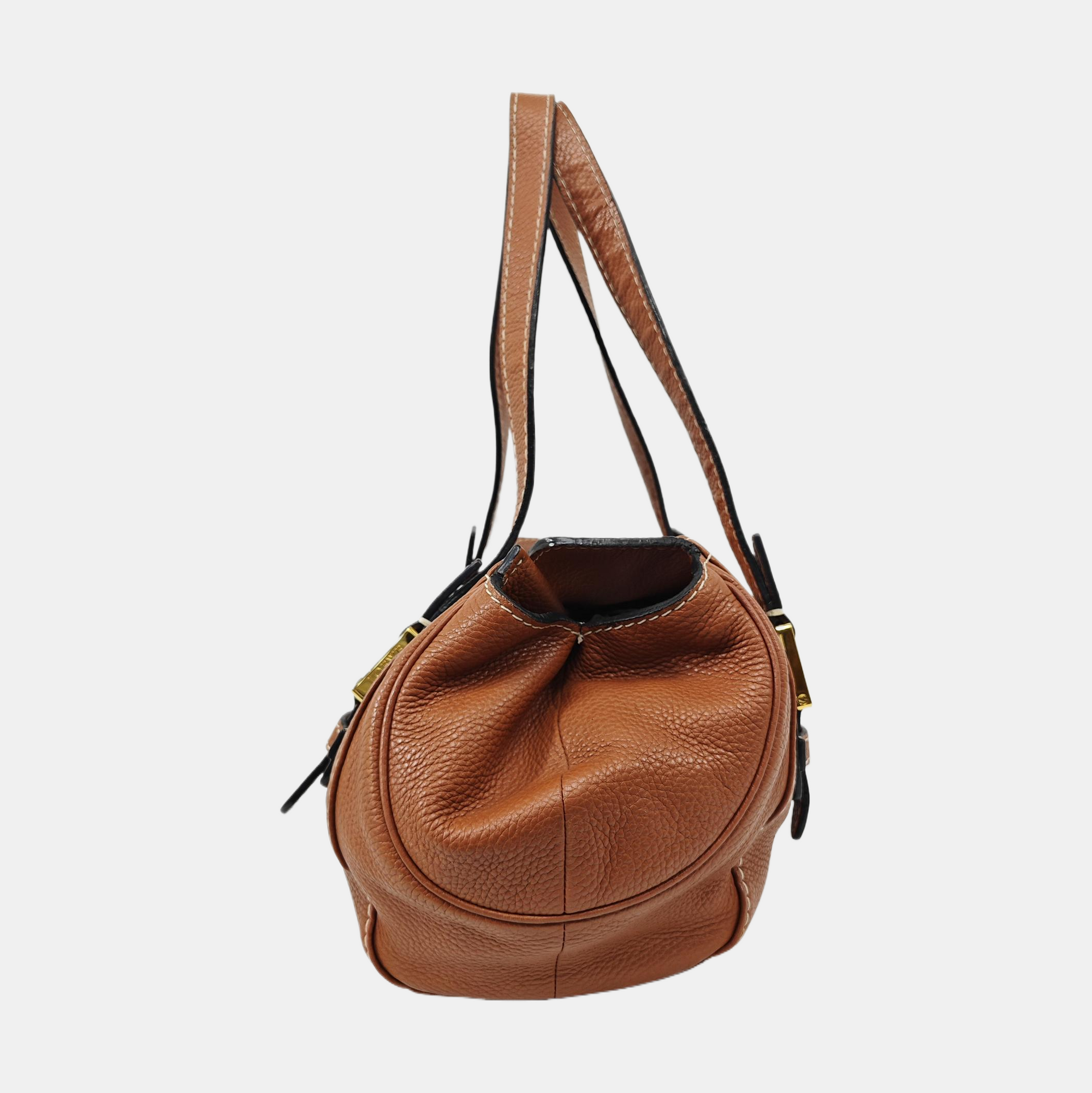 Calfskin Top Handle Bag Brown