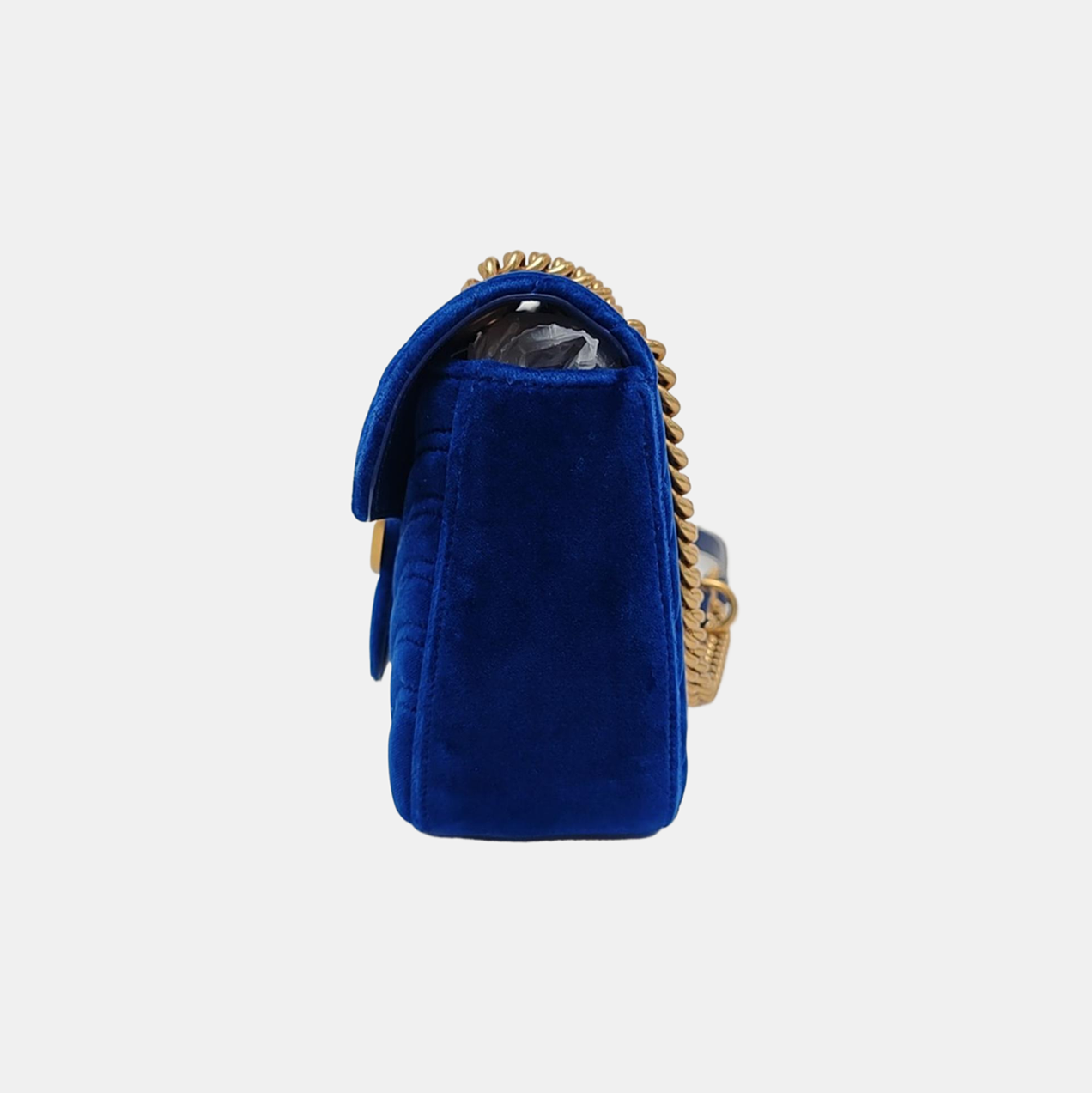 GG Marmont Medium Quilted Velvet Blue