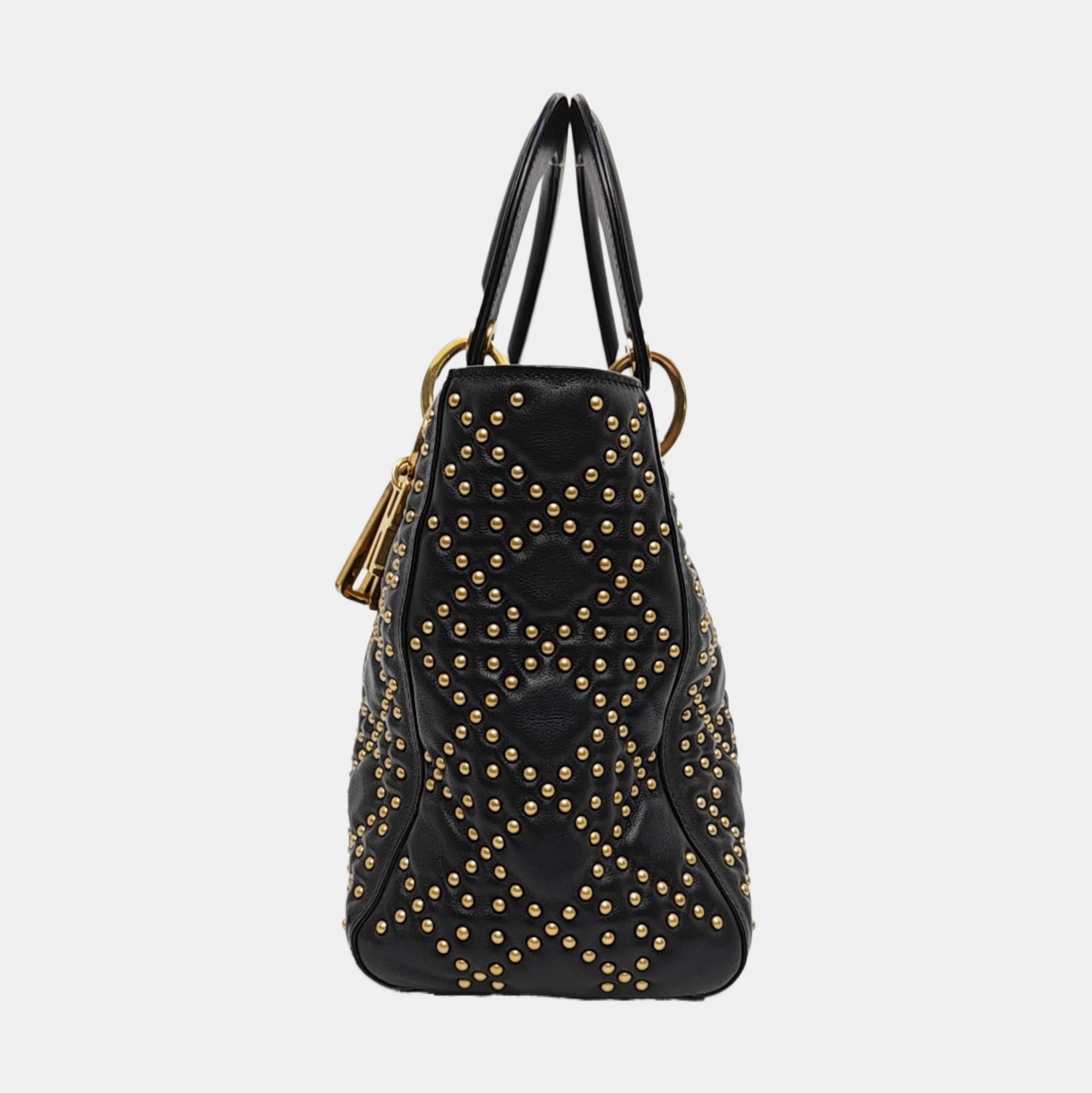 Authenticated pre-owned  Lady Dior Medium Cannage Calfskin Black - Tote Bag at Looply