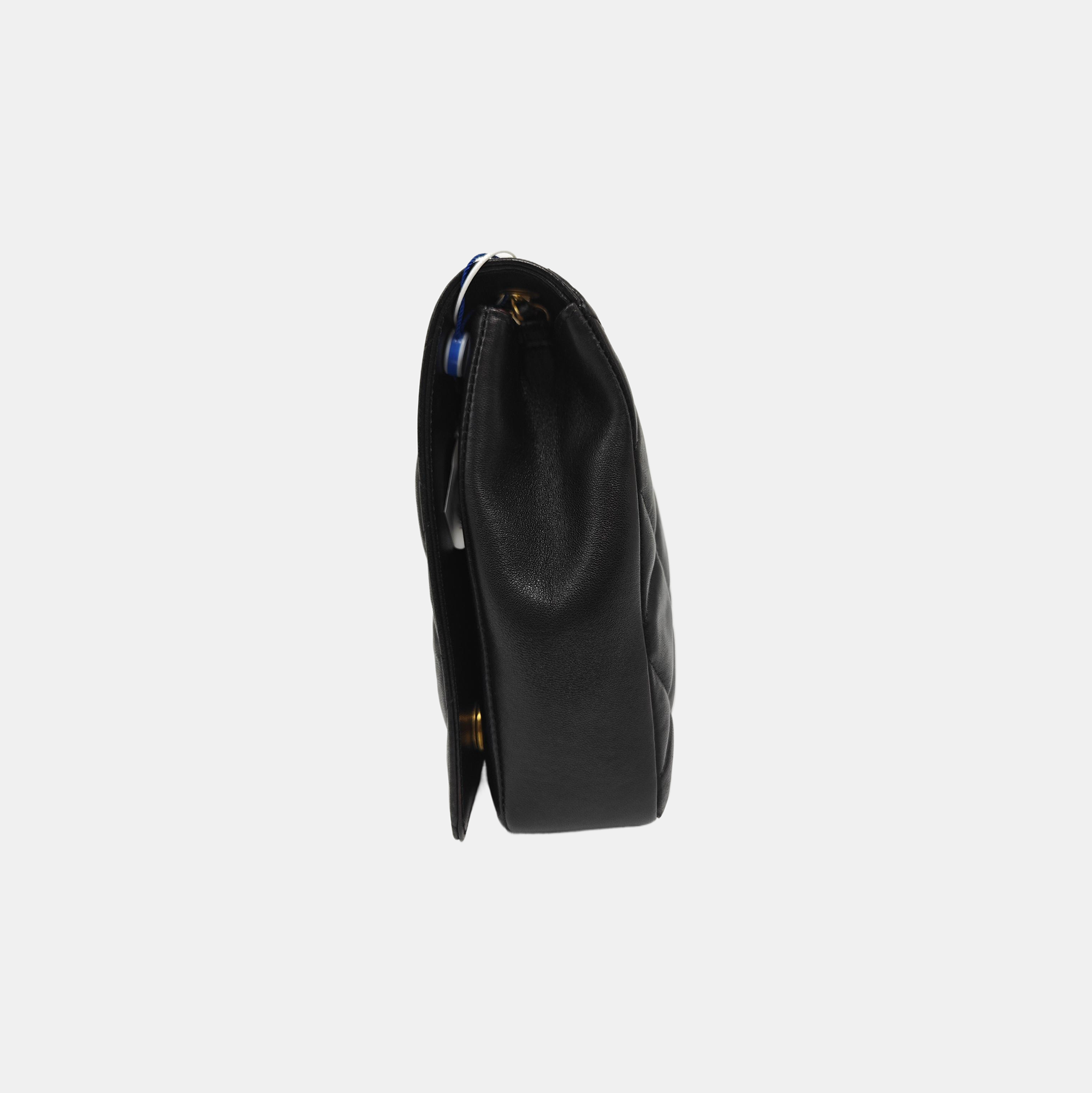 Quilted Lambskin Shoulder Bag Black