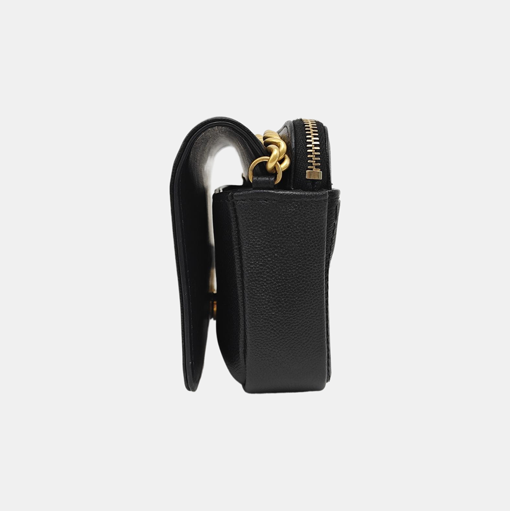 BOY CHANEL Mini Quilted Grained Calfskin Black