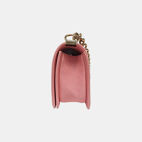 BOY CHANEL Medium Quilted Grained Calfskin Pink