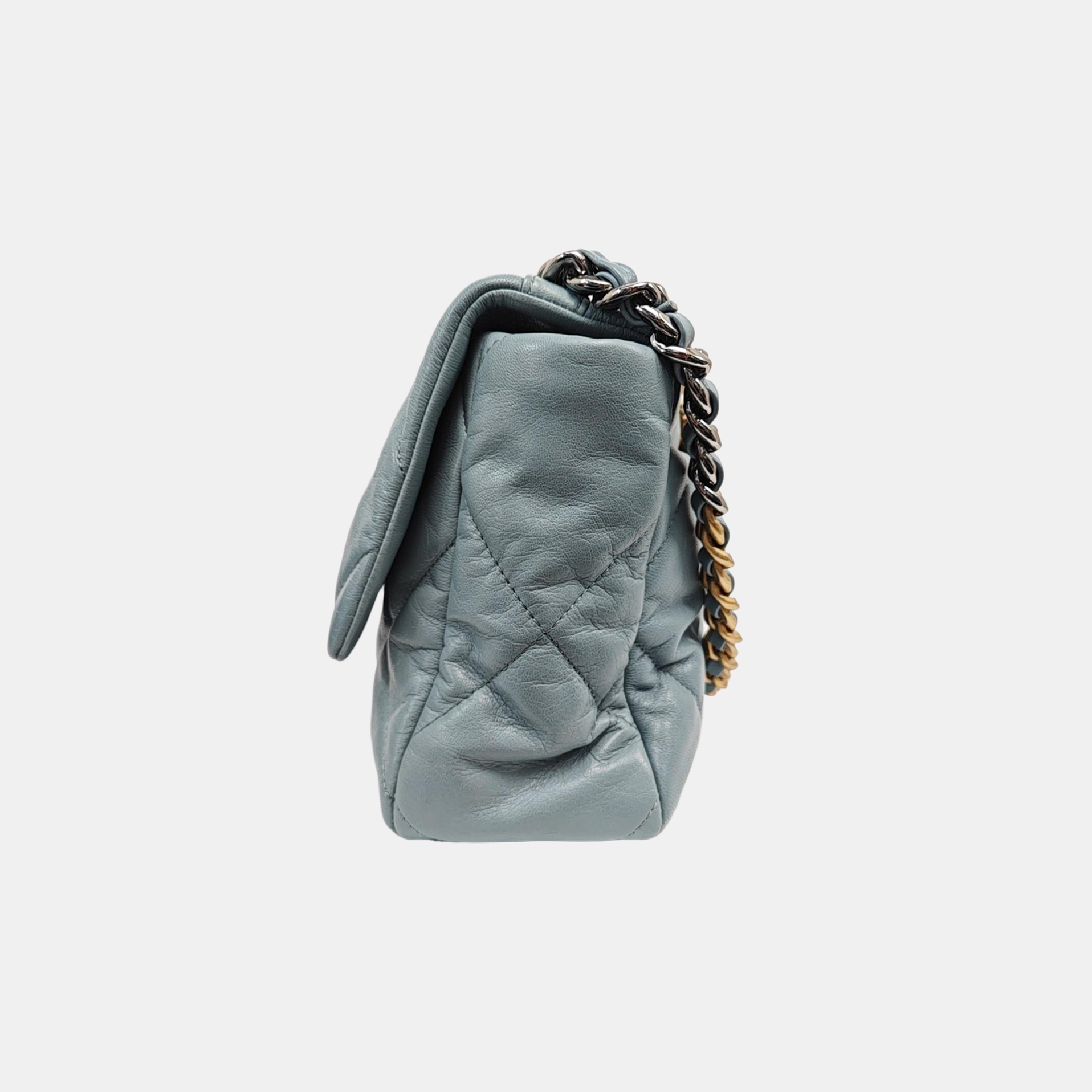 CHANEL 19 Large Quilted Lambskin Blue