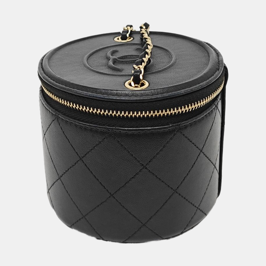 Quilted Lambskin Shoulder Bag Black