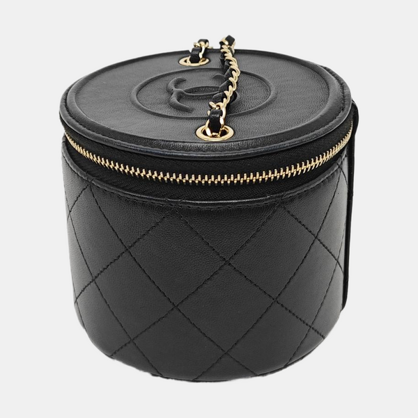 Quilted Lambskin Shoulder Bag Black