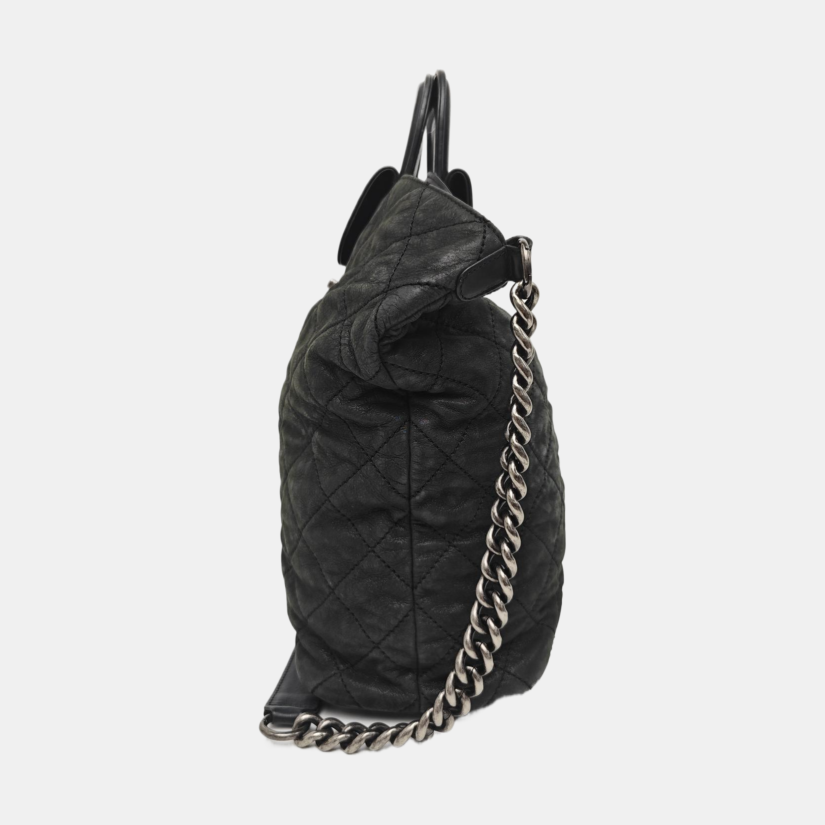 Quilted Calfskin Shoulder Bag Large Black