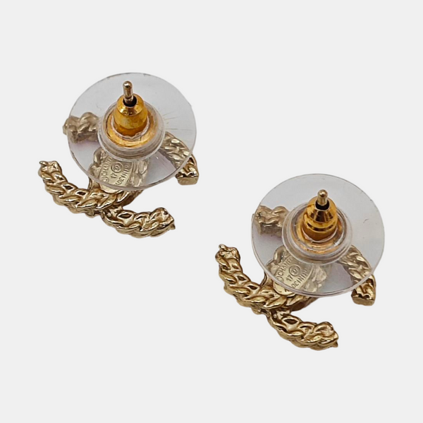 CC Logo Metal Pink Stud Earrings