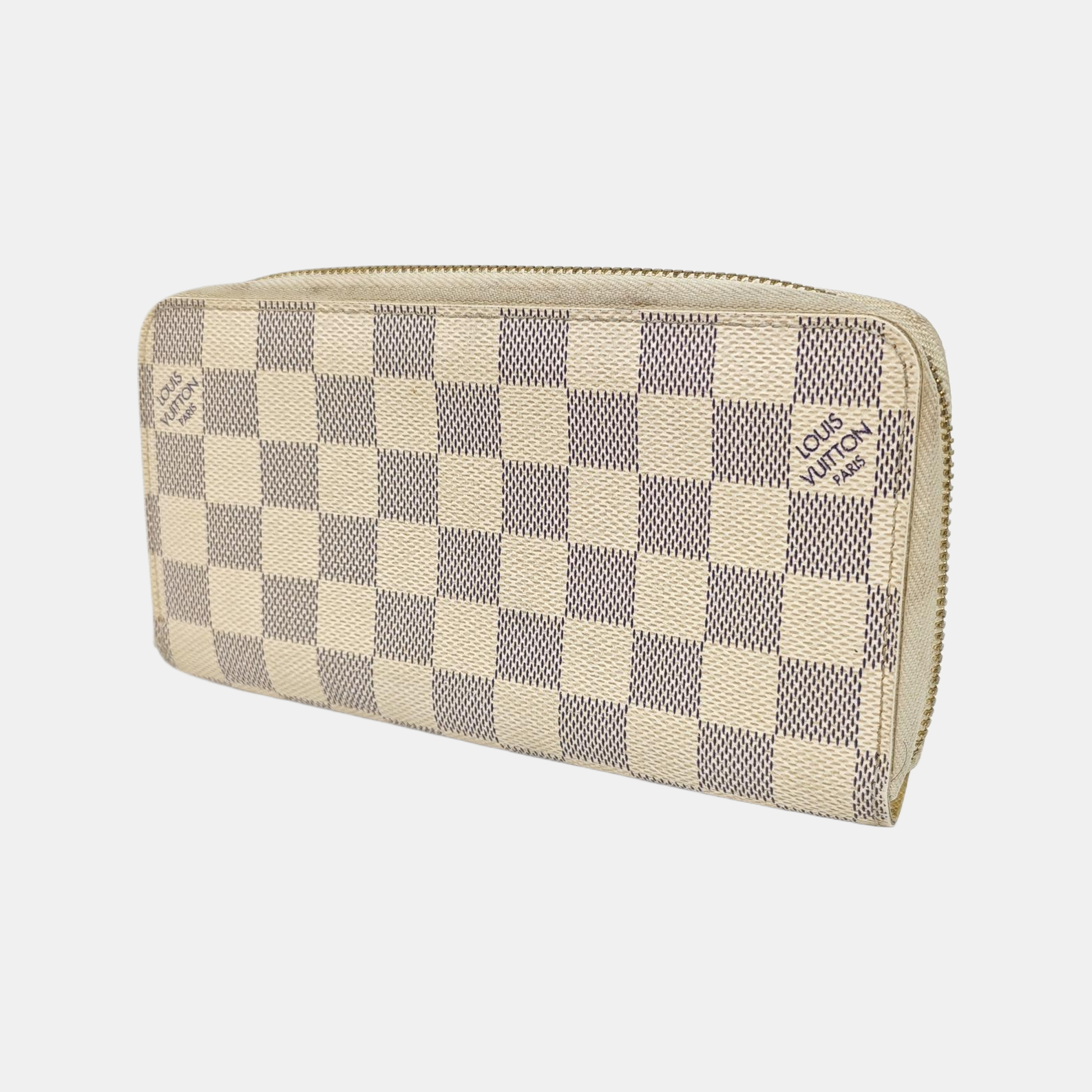 ZIPPY Damier Azur Coated Canvas White Wallet