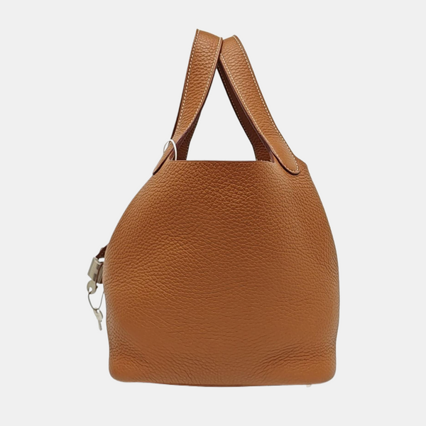 Authenticated pre-owned  Picotin Lock 18 Clemence Brown - Bucket Bag at Looply