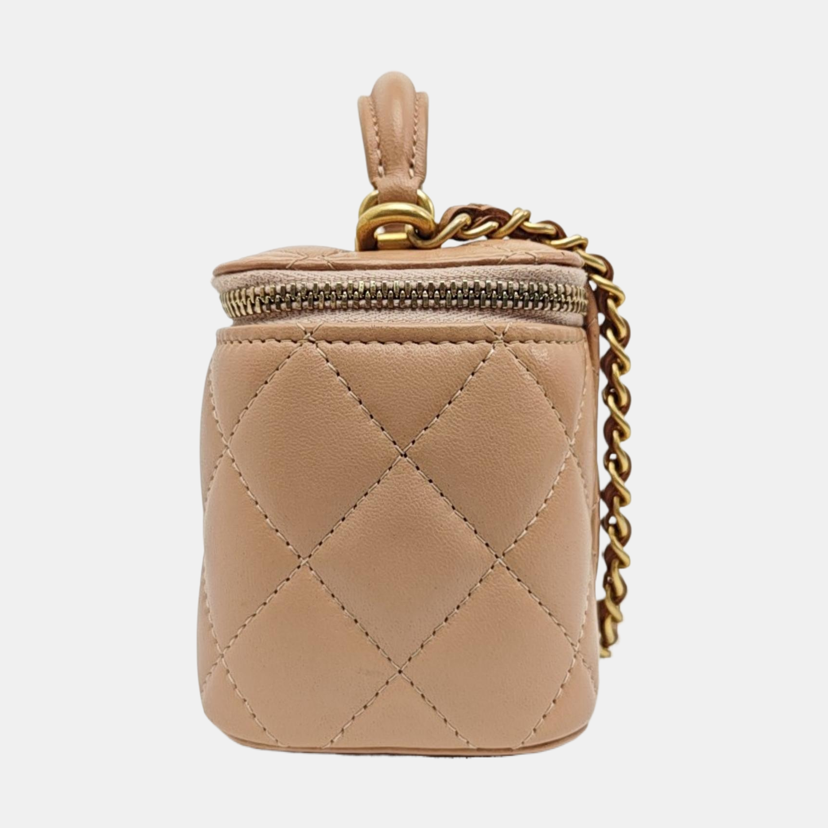 VANITY CASE Mini Quilted Lambskin Beige