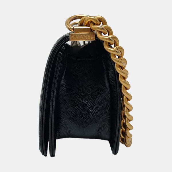 BOY CHANEL Small Quilted Grained Calfskin Black