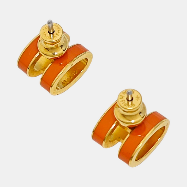 Pop H Metal Gold Stud Earrings