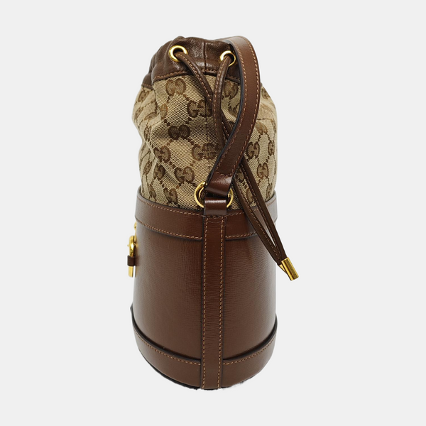 Authenticated pre-owned  Horsebit 1955 Small Monogram Calfskin Brown - Bucket Bag at Looply